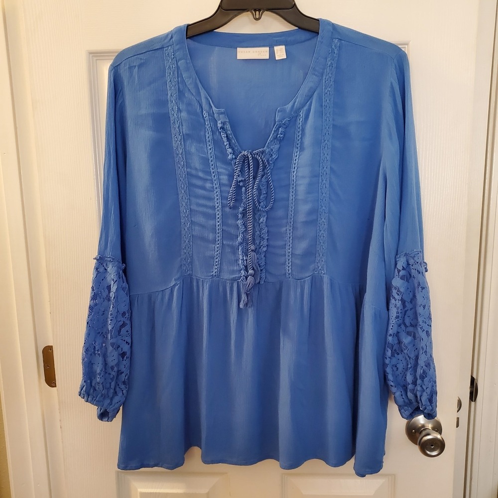 Susan Graver Pure sz 2XP lightweight flowy rayon top boho peasant cottagecore